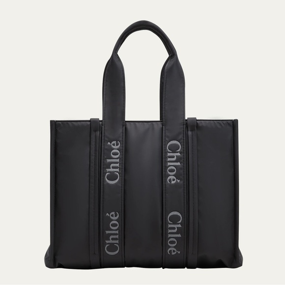Chloe Bags | Chloe Nylon Woody Large Tote Bag in Black - Picture 4 of 7